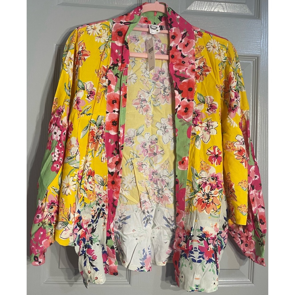 Anthropologie Aurelia Akemi + Kin Yellow Floral Kimono NWT One Size - Picture 4 of 8
